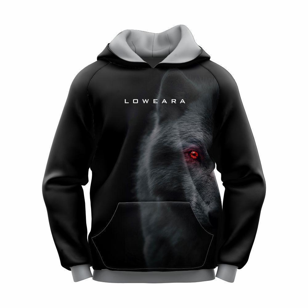 Men's Wolf Graphic Sublimation Hoodie - 1 Pc Black Polyester Comfort