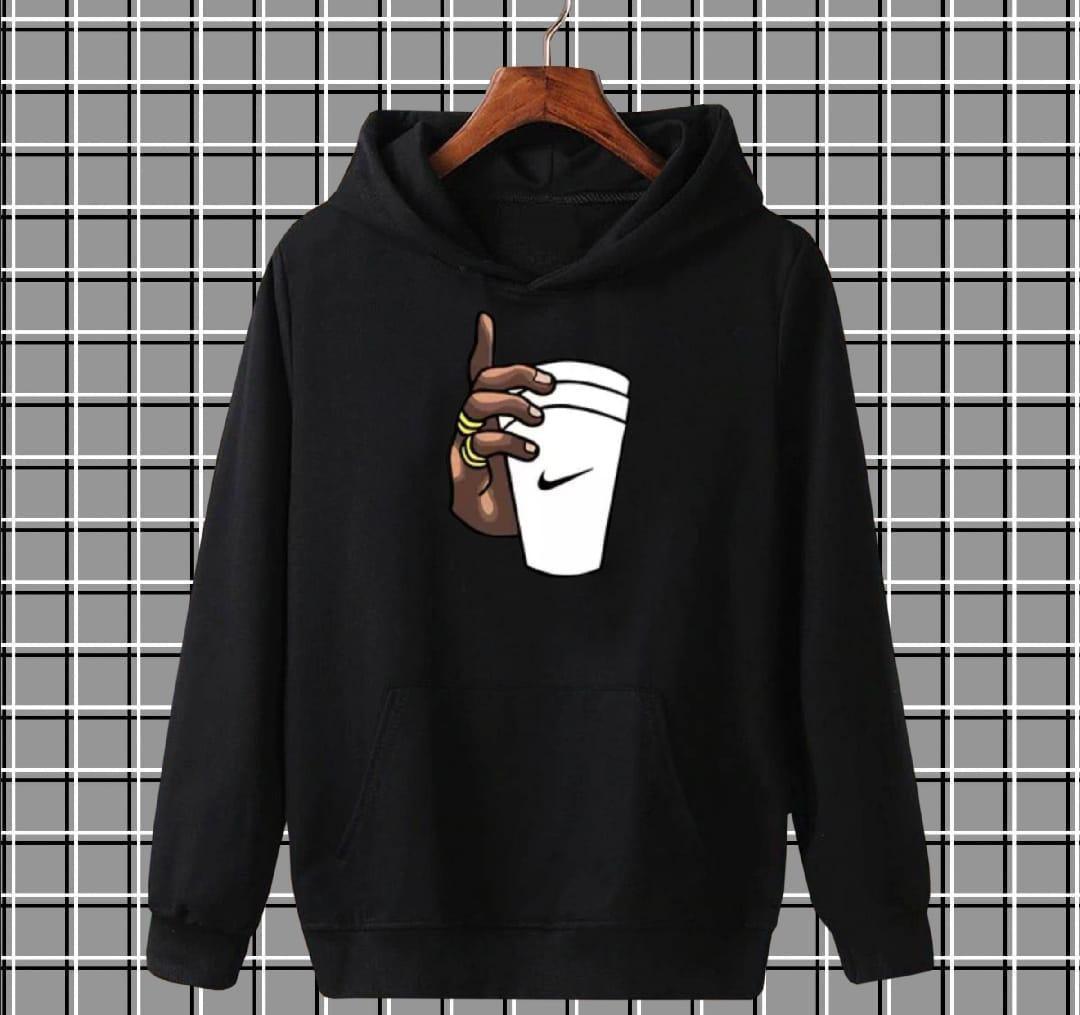 Men's Graphic Sublimation Hooded Neck Hoodie - 1 Pc Polyester in Black